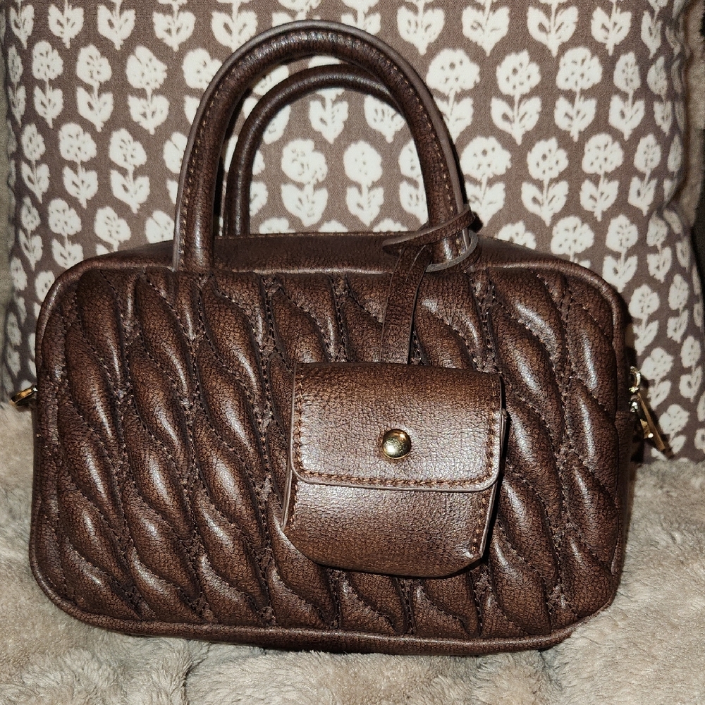 Elegant Brown Quilted Handbag